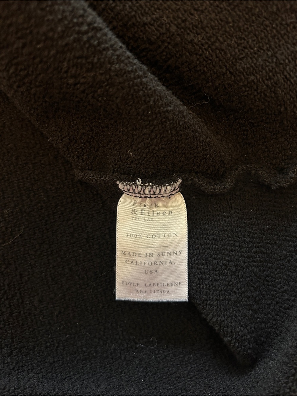 Frank & Eileen Triple Fleece Relaxed Button Up Shirt Raw Edge Black Size Large - Picture 12 of 13